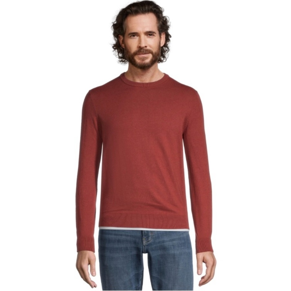 Denver Hayes Soft Cotton crewneck sweater - Rust Heather - Medium